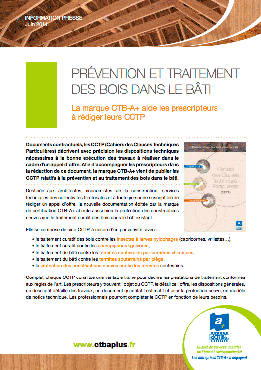 CCTP sur la prévention et le traitement des bois