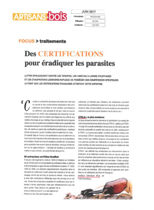 Articles sur les certifications éradiquant les parasites