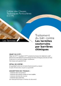 CCTP sur Traitement du bâti contre les termites souterrains par barrières chimiques